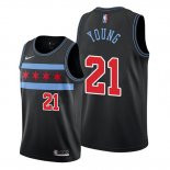 Camiseta Chicago Bulls Thaddeus Young NO 21 Ciudad Negro