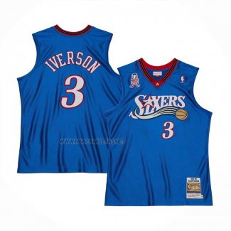 Camiseta Philadelphia 76ers Allen Iverson NO 3 Mitchell & Ness 2001-02 Azul