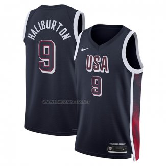 Camiseta USA 2024 Tyrese Haliburton NO 9 Azul