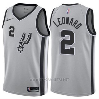 Camiseta San Antonio Spurs Kawhi Leonard NO 2 2017-18 Gris