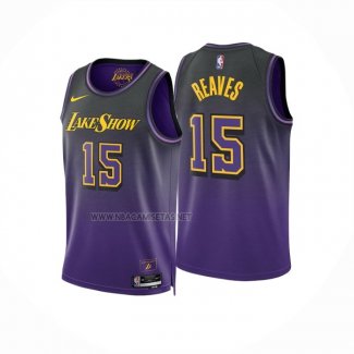 Camiseta Los Angeles Lakers Austin Reaves NO 15 Ciudad 2024-25 Violeta