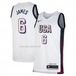 Camiseta USA 2024 LeBron James NO 6 Blanco