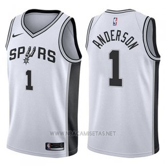 Camiseta San Antonio Spurs Kyle Anderson NO 1 Association 2017-18 Blanco