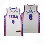 Camiseta Philadelphia 76ers Paul George NO 8 Association 2024-25 Blanco