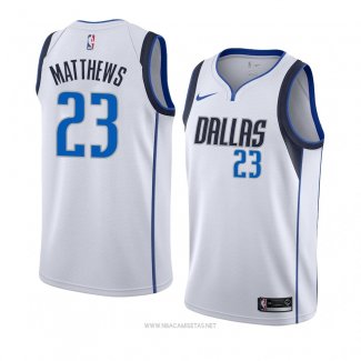 Camiseta Dallas Mavericks Wesley Matthews NO 23 Association 2018-19 Blanco