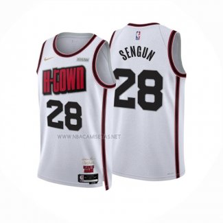 Camiseta Houston Rockets Alperen Sengun NO 28 Ciudad 2024-25 Blanco