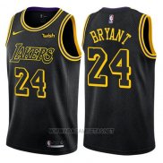 Camiseta Los Angeles Lakers Kobe Bryant NO 24 Ciudad 2017-18 Negro