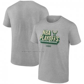 Camiseta Manga Corta Milwaukee Bucks 2024 NBA Playoffs Gris