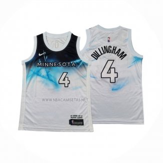 Camiseta Nino Minnesota Timberwolves Robert Dillingham NO 4 Ciudad 2024-25 Blanco