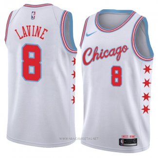 Camiseta Chicago Bulls Zach Lavine NO 8 Ciudad 2018 Blanco