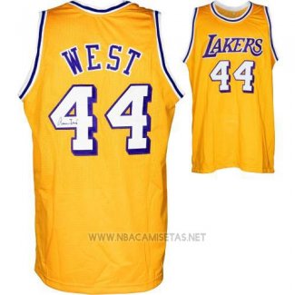 Camiseta Los Angeles Lakers Jerry West NO 44 Retro Amarillo