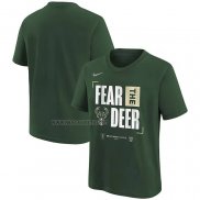 Camiseta Manga Corta Milwaukee Bucks 2024 NBA Playoffs Mantra Verde