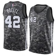 Camiseta San Antonio Spurs Jakob Poeltl NO 42 Ciudad 2018 Gris