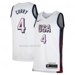 Camiseta USA 2024 Stephen Curry NO 4 Blanco