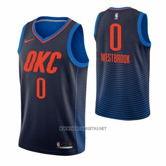 Camiseta Oklahoma City Thunder Russell Westbrook NO 0 Statement Azul