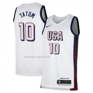 Camiseta USA 2024 Jayson Tatum NO 10 Blanco