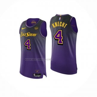 Camiseta Los Angeles Lakers Dalton Knecht NO 4 Ciudad 2024-25 Violeta