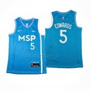 Camiseta Minnesota Timberwolves Anthony Edwards NO 5 Ciudad 2024 Azul