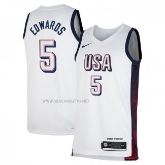 Camiseta USA 2024 Anthony Edwards NO 5 Blanco