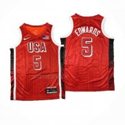 Camiseta USA 2024 Anthony Edwards NO 5 Juegos Olimpicos Rojo