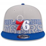 Gorra Philadelphia 76ers 2023 NBA Draft 9FIFTY Snapback Gris Azul