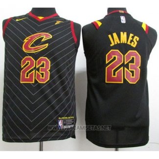 Camiseta Nino Cleveland Cavaliers LeBron James NO 23 2017-18 Negro