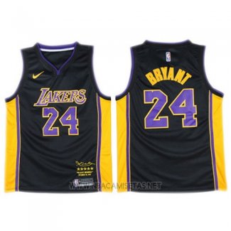 Camiseta Los Angeles Lakers Kobe Bryant NO 24 2017-18 Negro