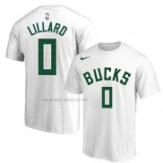 Camiseta Manga Corta Milwaukee Bucks Damian Lillard Blanco