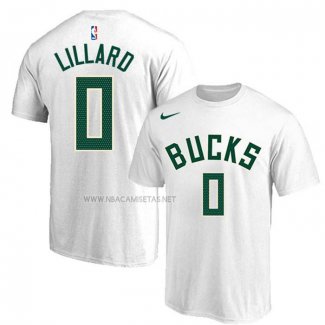 Camiseta Manga Corta Milwaukee Bucks Damian Lillard Blanco