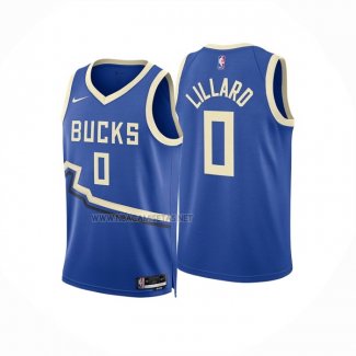 Camiseta Milwaukee Bucks Damian Lillard NO 0 Ciudad 2024-25 Azul