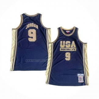 Camiseta USA 1992 Michael Jordan NO 9 Azul Oro