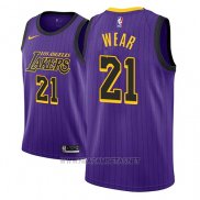 Camiseta Los Angeles Lakers Travis Wear NO 21 Ciudad 2018 Violeta