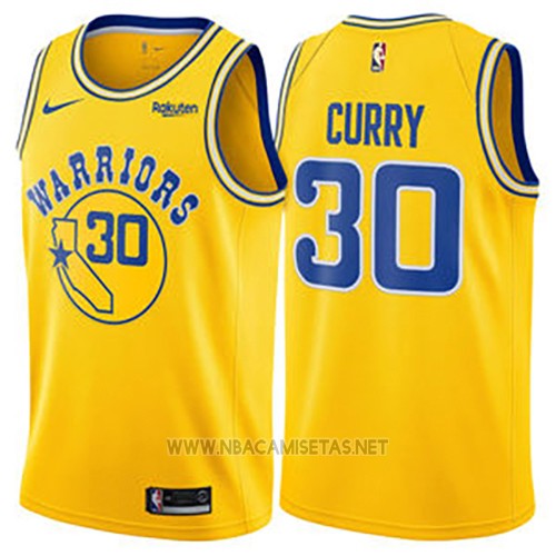 Color rosa Disipación Egoísmo Camiseta Golden State Warriors Stephen Curry NO 30 Hardwood Classic 2018  Amarillo