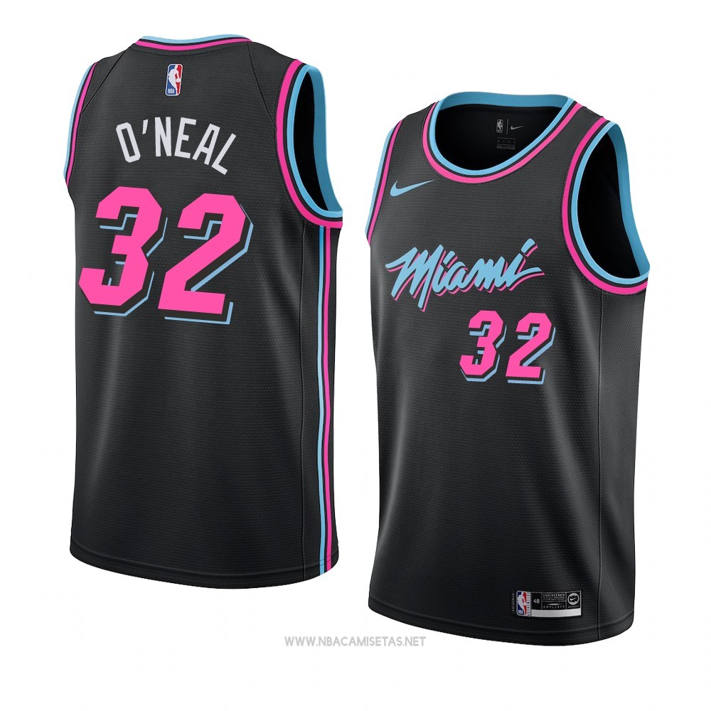 Camiseta Miami Heat O'neal NO 32 Ciudad 2018-19 Negro