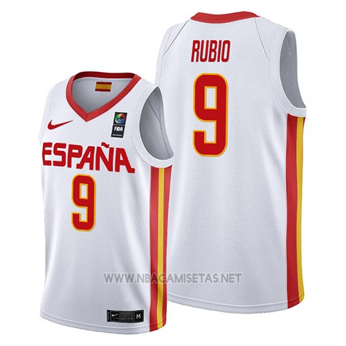 Camiseta Espana Ricky Rubio 2019 FIBA Baketball Cup Blanco